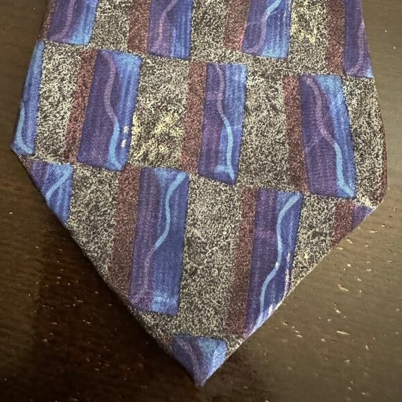 Louis Roth Men's Tie 100% Silk Blue Pattern - Picture 2 of 4
